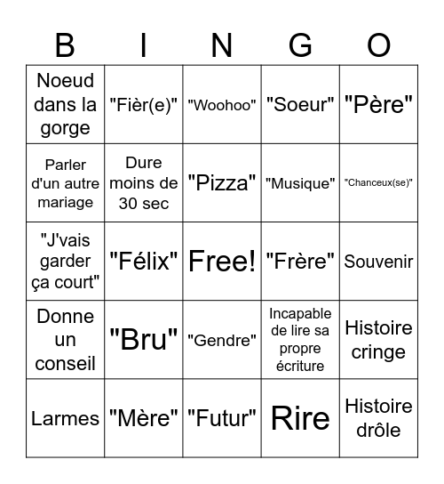 Claudia et Félix Bingo Card