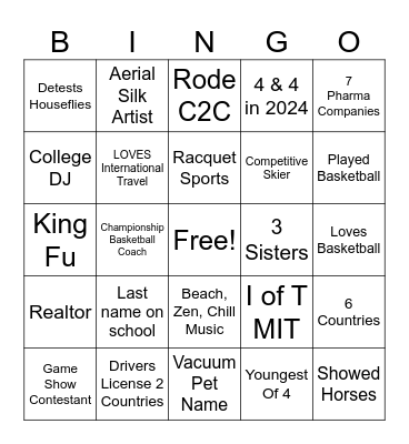 Game Changers Bingo Card