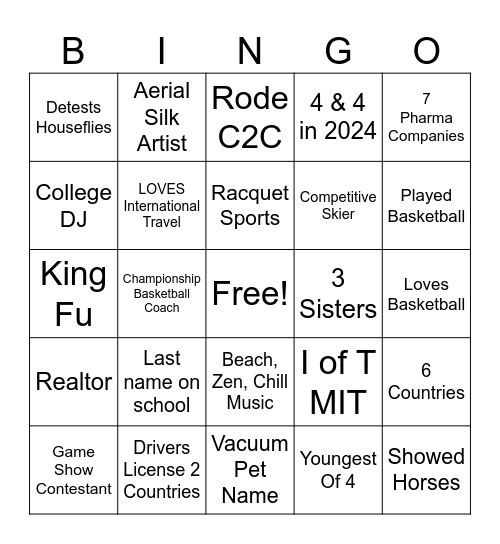 Game Changers Bingo Card
