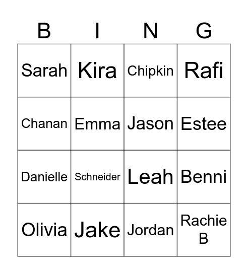 LIMMUD BINGO Card