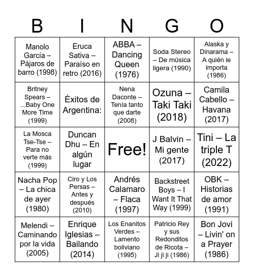 javi y vicky Bingo Card