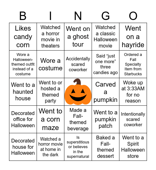 Spooky Bingo Card