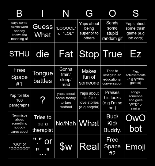 Guess what Gastral will say/do next Bingo Card