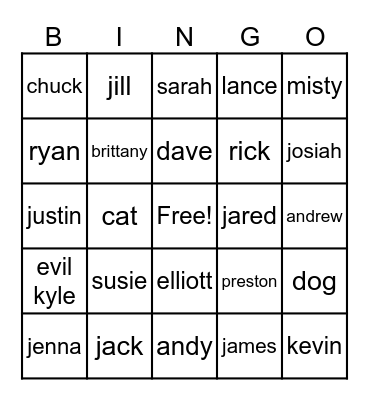 Test Bingo Card