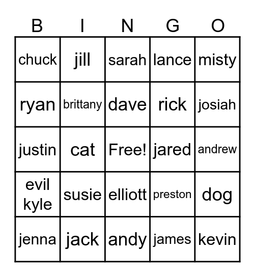 Test Bingo Card