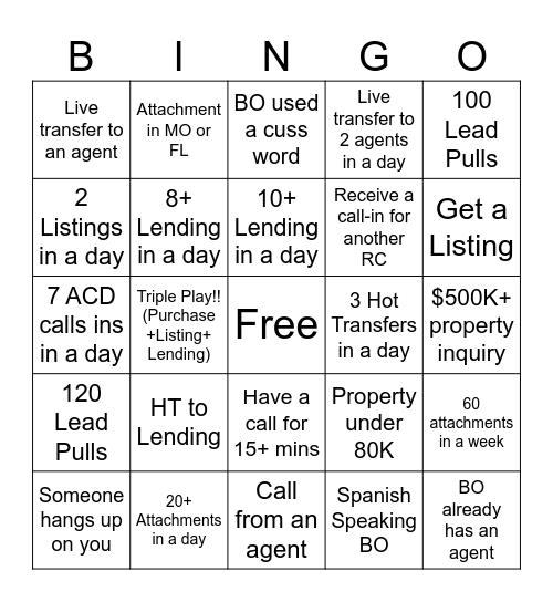 Untitled Bingo Card