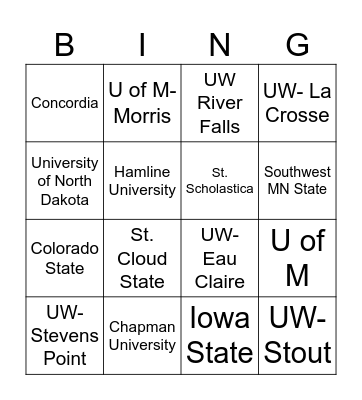 College Knowledge Month Bingo Card