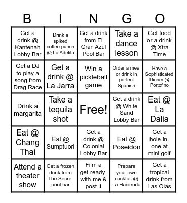 Bryce's 30th birthday in MEXICO Bingo Card