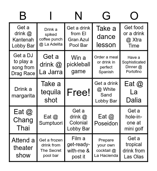 Bryce's 30th birthday in MEXICO Bingo Card