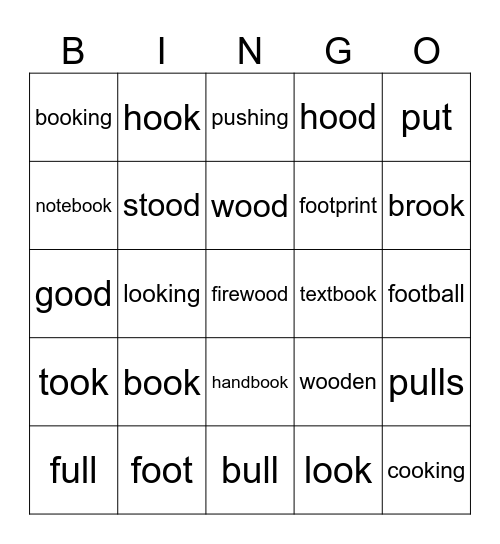 Lesson 89: u, oo /oo/ Bingo Card