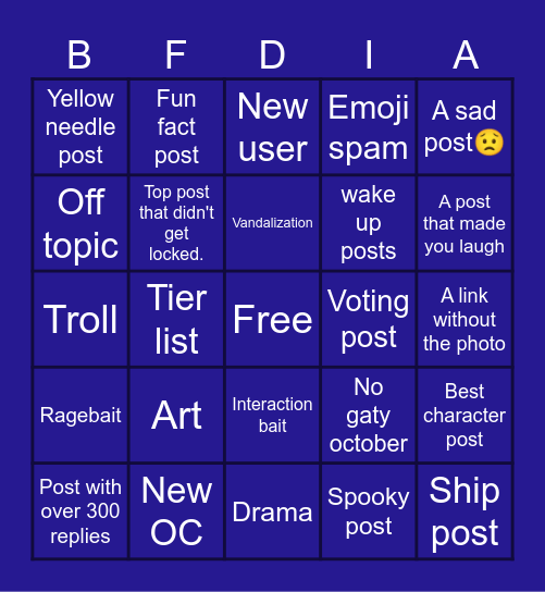 BFDI wiki bingo Card