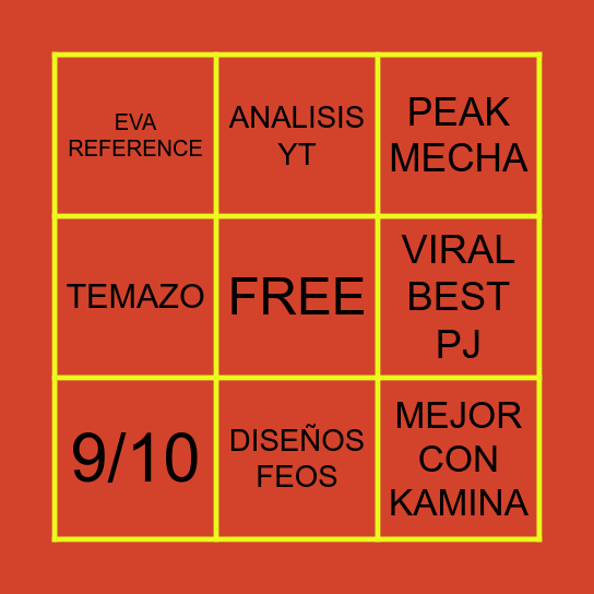 TENGEN TOPPA KIKI LAGANN Bingo Card