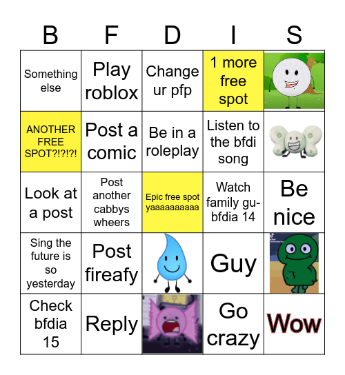 Bfdi wiki bingo Card