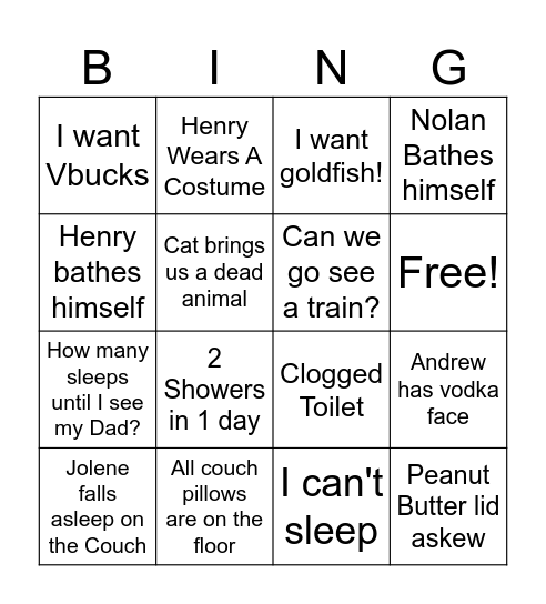 Prickley Pear Bingo Card