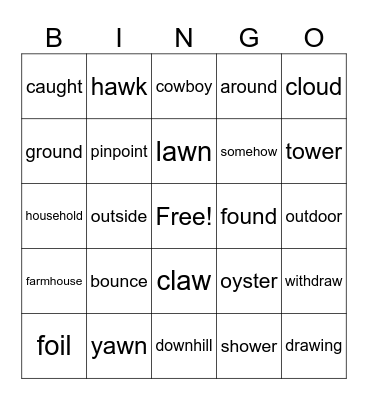 Lesson 97: vowels and dipthongs review Bingo Card