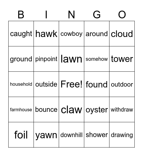 Lesson 97: vowels and dipthongs review Bingo Card