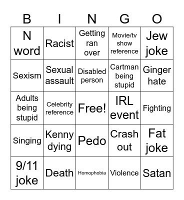 South Bingo Card