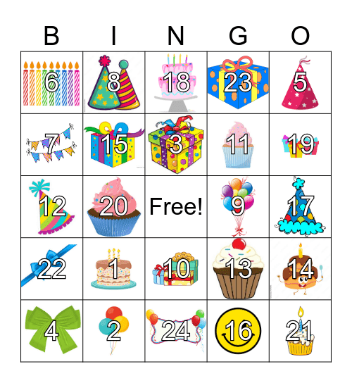 Birthday Bingo Card