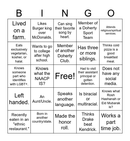 BSU BINGO 2024 Bingo Card