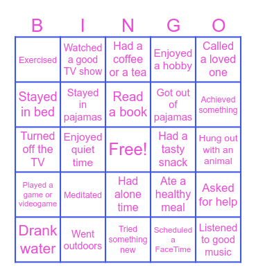 Resilience Bingo Card