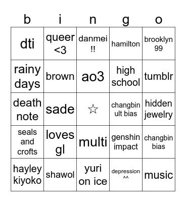 lili bingo Card