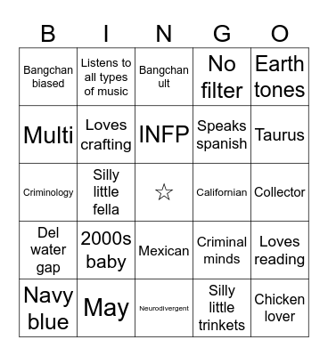 Mark Bingo Card