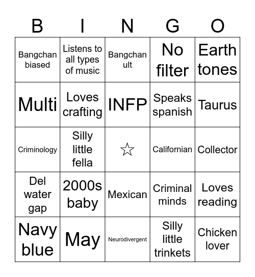 Mark Bingo Card