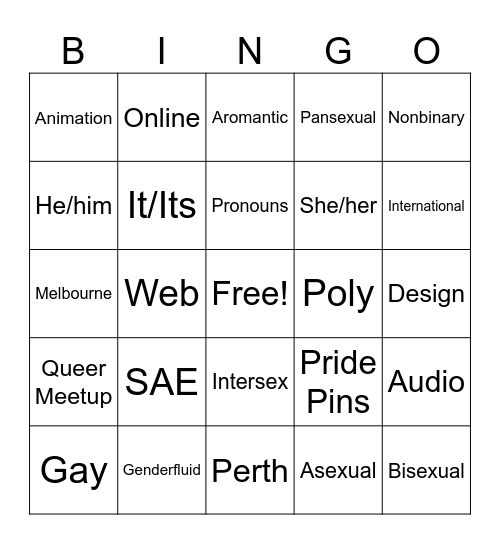 Queer Collective Bingo Card