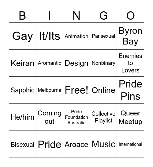 Queer Collective Bingo Card