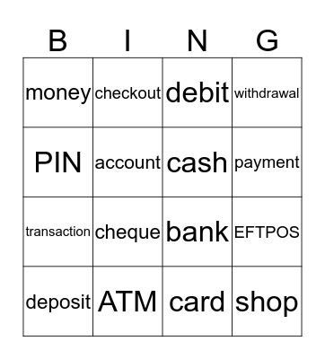 BANKING Bingo Card