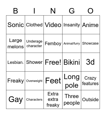 freaky  Bingo Card