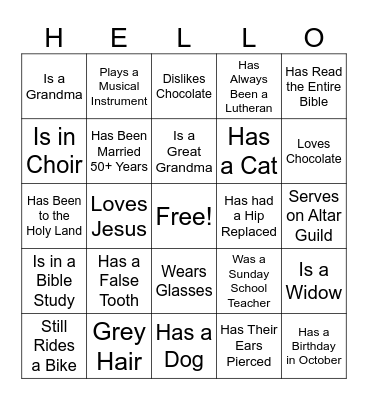 Gettin to Know You Bingo Card