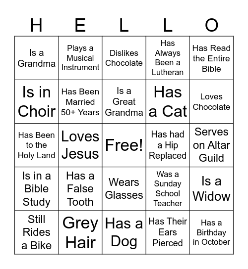 Gettin to Know You Bingo Card
