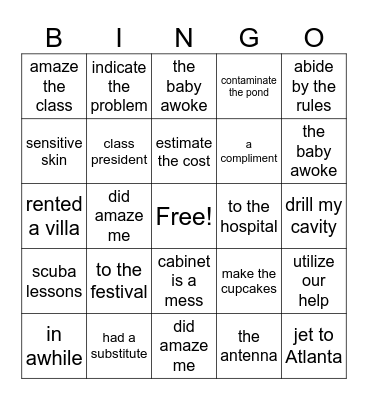 5.5 phrase bingo Card
