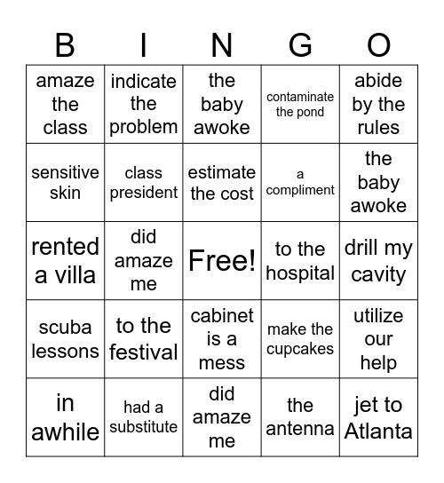 5.5 phrase bingo Card