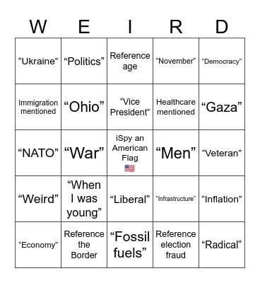 USA 2024 VP Debate 🍻 Bingo Card