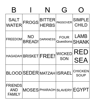 PASSOVER Bingo Card