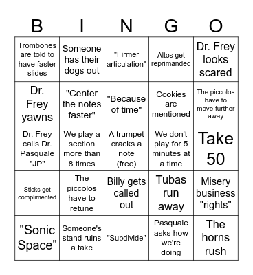 Recording Session #1 Bingo Card