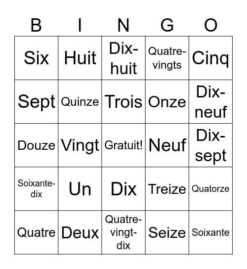 Nombres Bingo Card