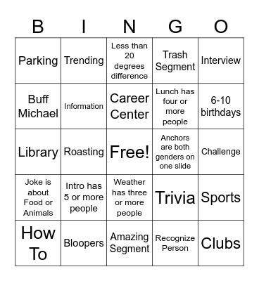 Rebel Report Bingo Card