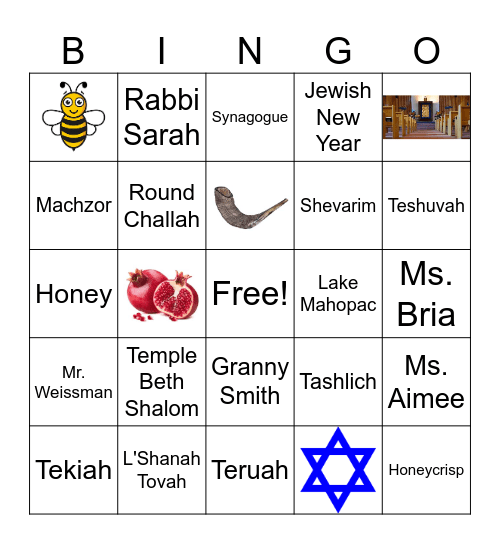 Rosh Hashanah Bingo Card