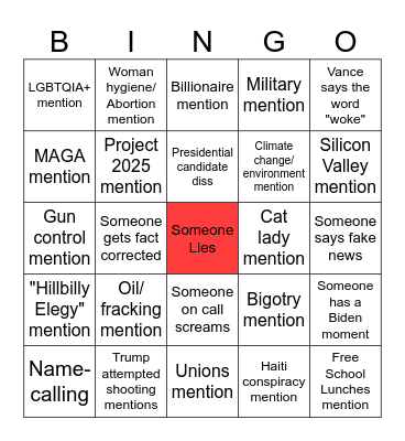 VP Bingo Card Bingo Card