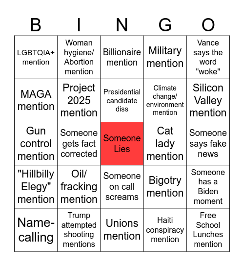 VP Bingo Card Bingo Card