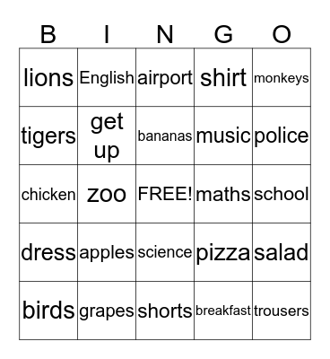 Family and Friends #1 Bingo Card