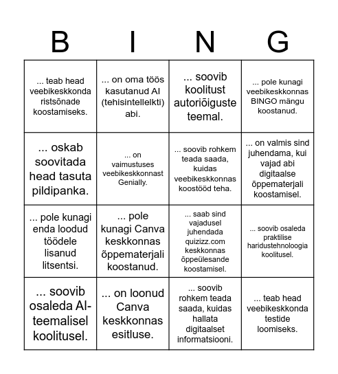 Leia keegi, kes ... Bingo Card