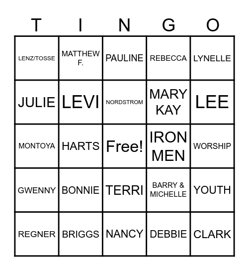 Your First Month at Trinity Bingo Card
