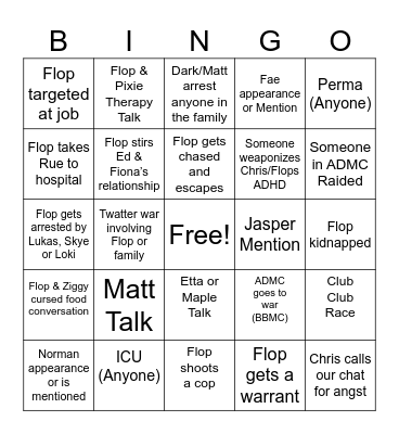 October Flop Dugong Bingo Card