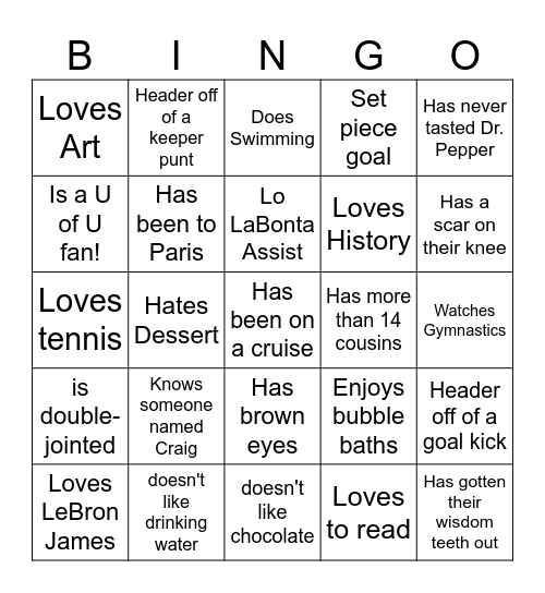 Class IX Workshop Bingo Card