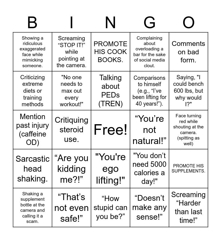 Greg Doucette Bingo Chart Bingo Card