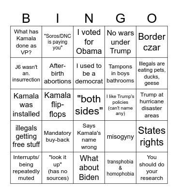 MAGA TALKING POINTS Bingo Card